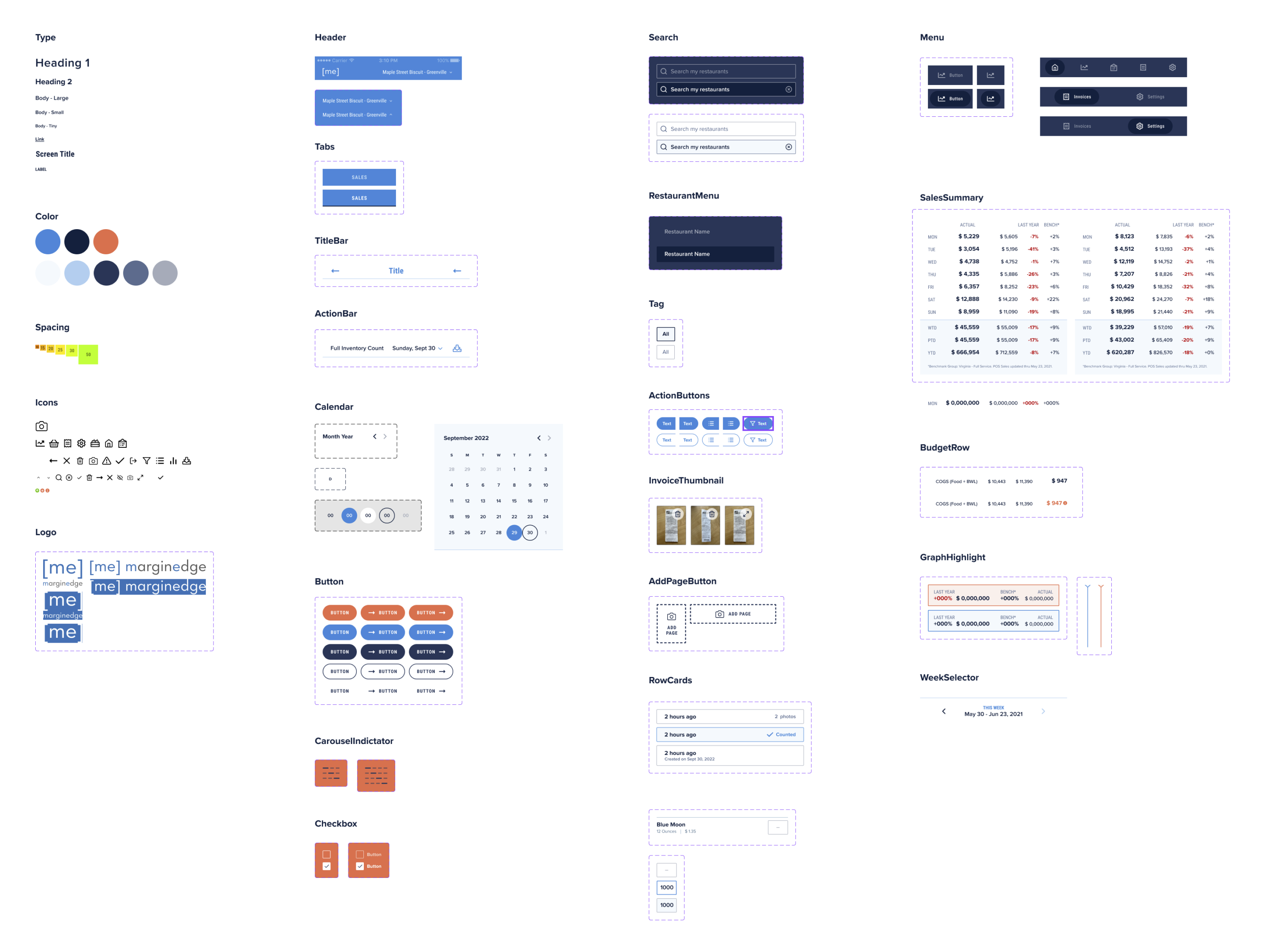 Visuals of custom design system.