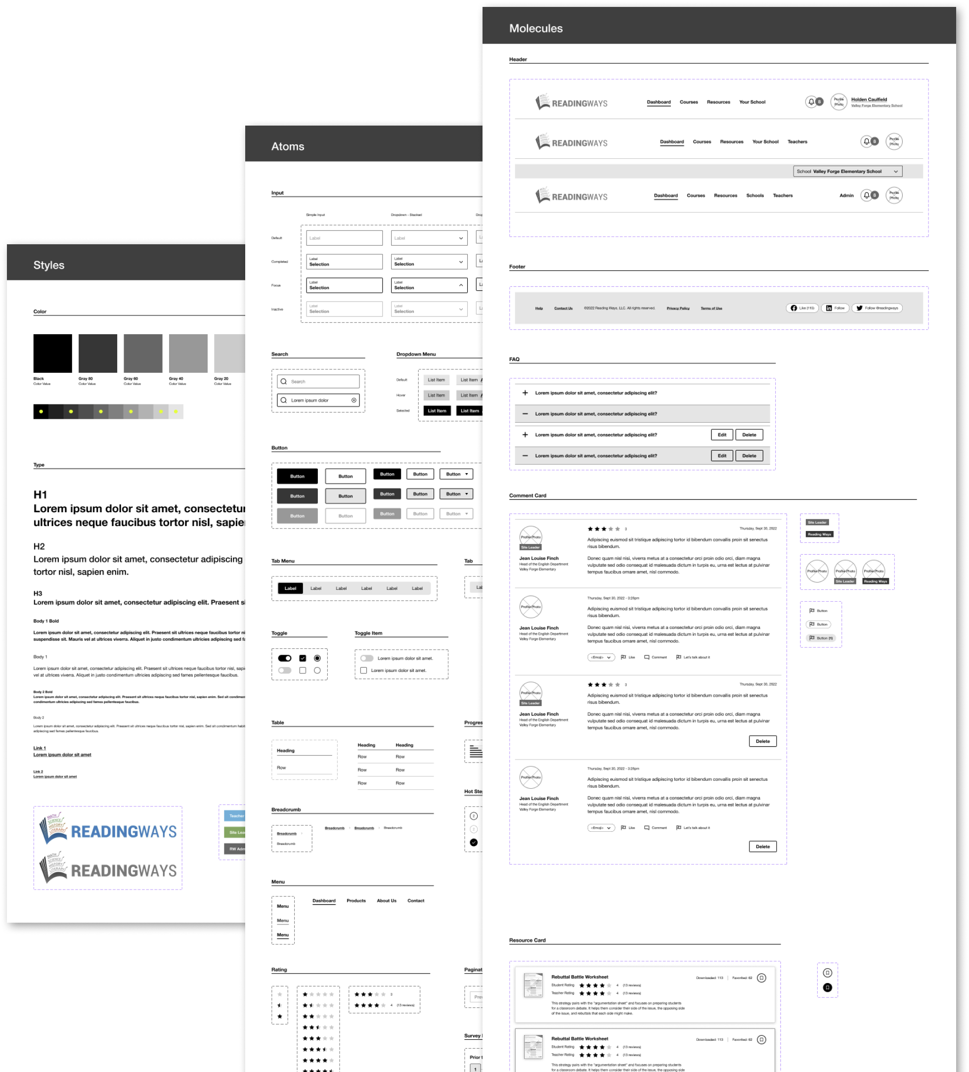 Artifacts from the custom UI kit.