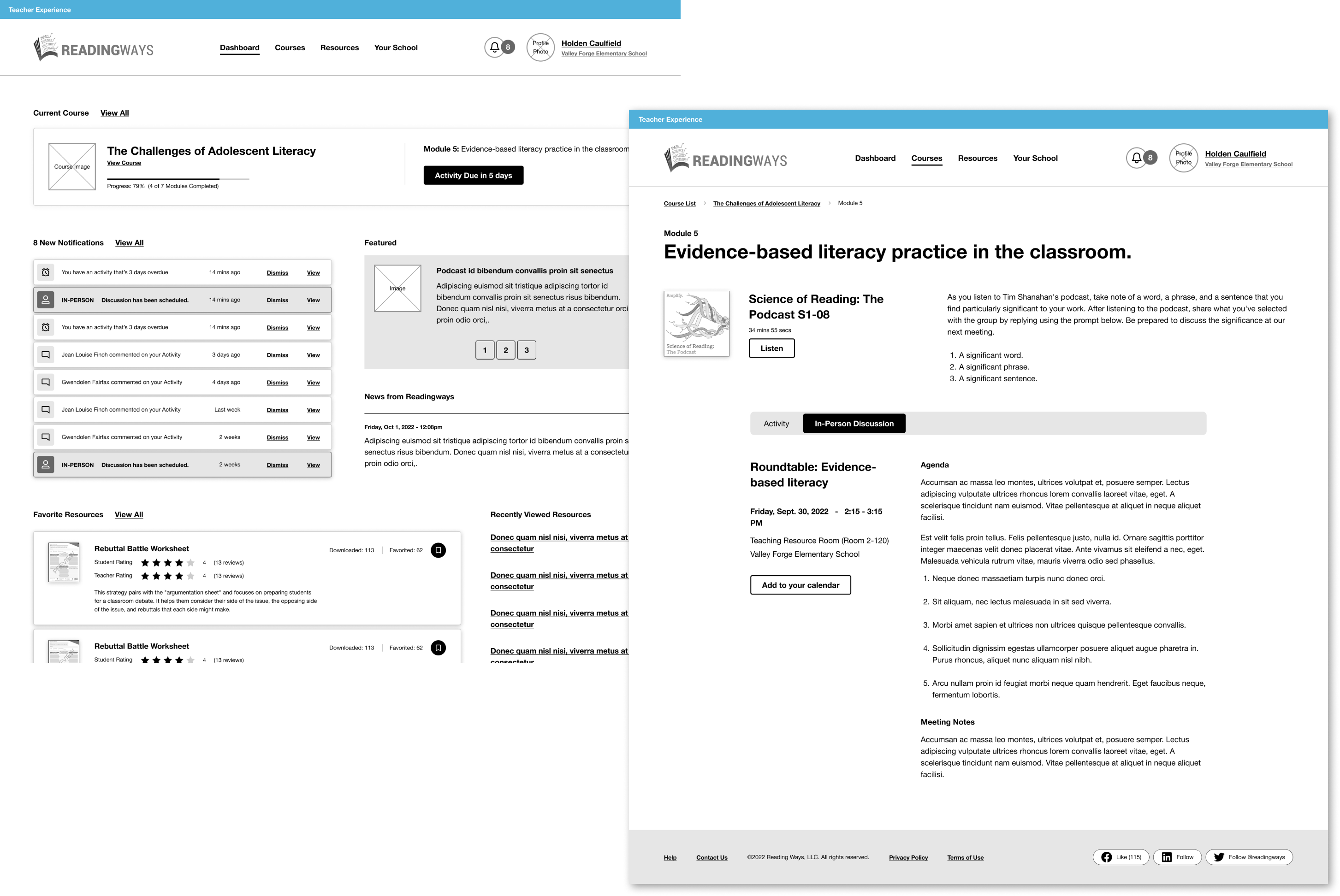 Collage of screenshots from the wireframes prototypes.